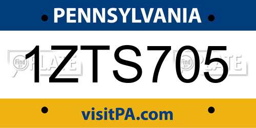 1ZTS705 Pennsylvania License Plate