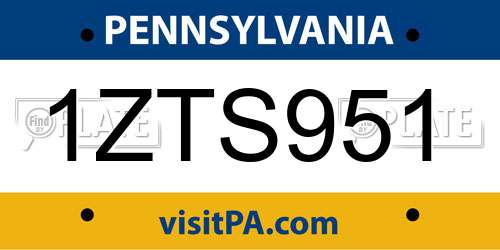 1ZTS951 Pennsylvania License Plate