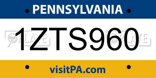 1ZTS960 Pennsylvania License Plate