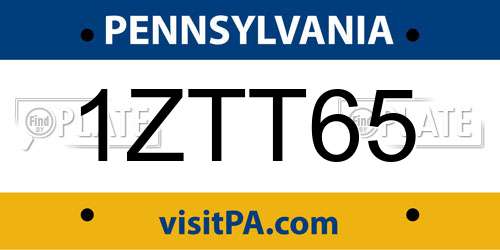 1ZTT65 Pennsylvania License Plate