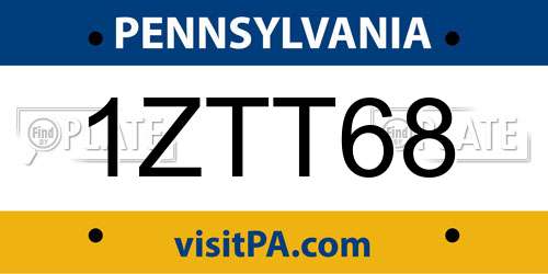1ZTT68 Pennsylvania License Plate