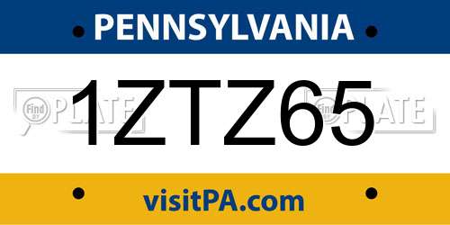 1ZTZ65 Pennsylvania License Plate