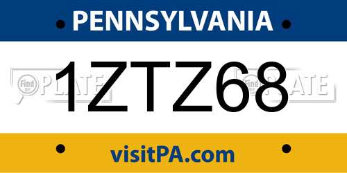 1ZTZ68 Pennsylvania License Plate
