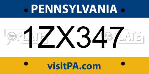 1ZX347 Pennsylvania License Plate