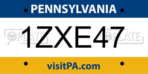 1ZXE47 Pennsylvania License Plate