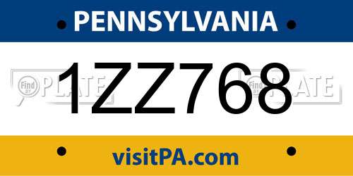 1ZZ768 Pennsylvania License Plate