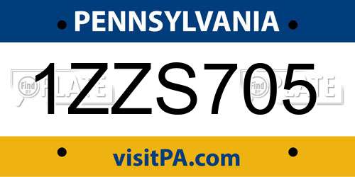 1ZZS705 Pennsylvania License Plate