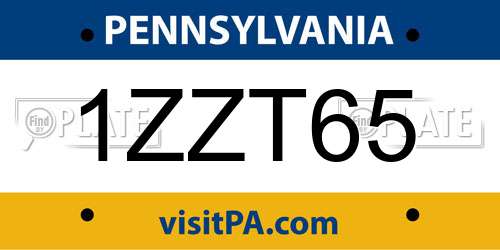 1ZZT65 Pennsylvania License Plate