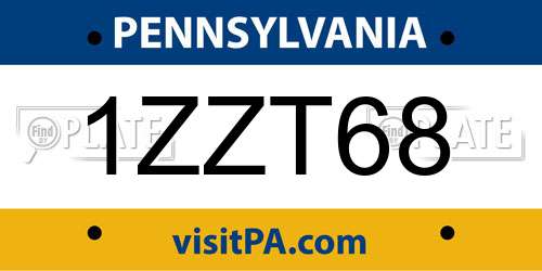 1ZZT68 Pennsylvania License Plate