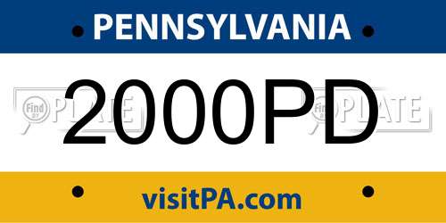 2000PD Pennsylvania License Plate