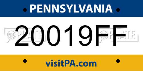 20019FF Pennsylvania License Plate