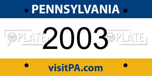 2003 Pennsylvania License Plate