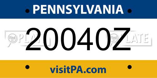 20040Z Pennsylvania License Plate