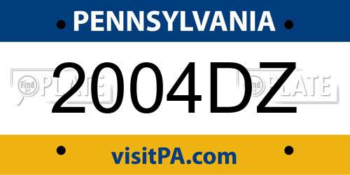 2004DZ Pennsylvania License Plate