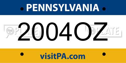 2004OZ Pennsylvania License Plate