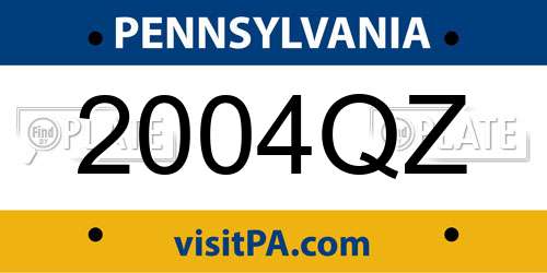 2004QZ Pennsylvania License Plate