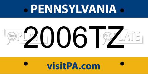 2006TZ Pennsylvania License Plate