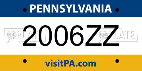2006ZZ Pennsylvania License Plate
