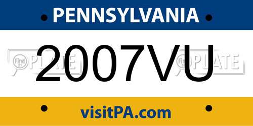 2007VU Pennsylvania License Plate