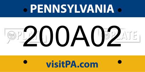200A02 Pennsylvania License Plate
