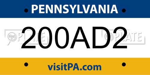 200AD2 Pennsylvania License Plate