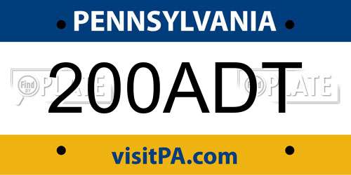 200ADT Pennsylvania License Plate