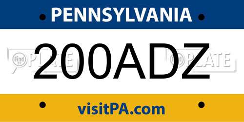 200ADZ Pennsylvania License Plate