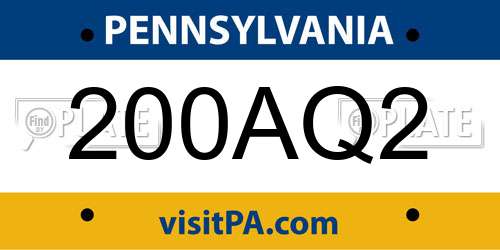 200AQ2 Pennsylvania License Plate