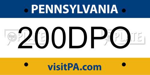 200DPO Pennsylvania License Plate