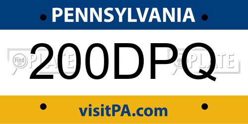 200DPQ Pennsylvania License Plate