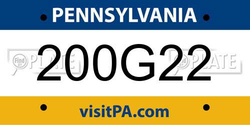 200G22 Pennsylvania License Plate
