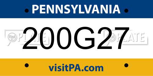 200G27 Pennsylvania License Plate