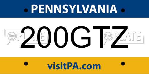 200GTZ Pennsylvania License Plate
