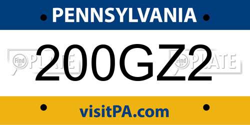 200GZ2 Pennsylvania License Plate