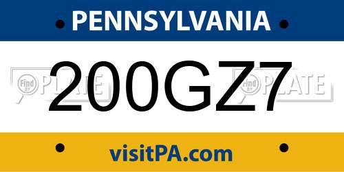 200GZ7 Pennsylvania License Plate