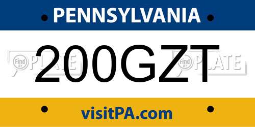 200GZT Pennsylvania License Plate