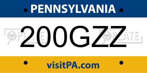 200GZZ Pennsylvania License Plate