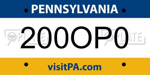 200OP0 Pennsylvania License Plate