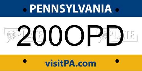 200OPD Pennsylvania License Plate