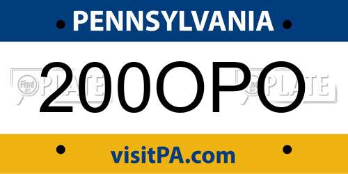 200OPO Pennsylvania License Plate