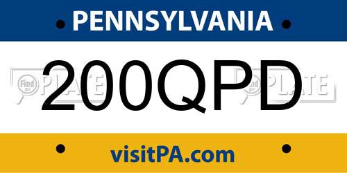 200QPD Pennsylvania License Plate