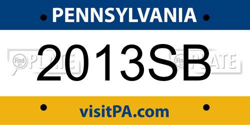 2013SB Pennsylvania License Plate