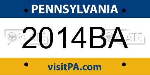 2014BA Pennsylvania License Plate