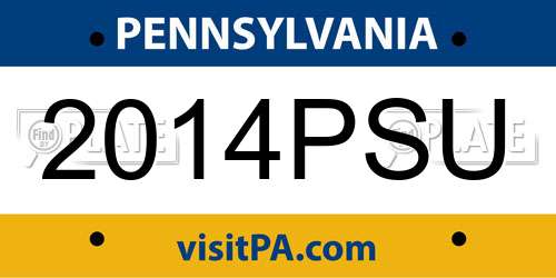2014PSU Pennsylvania License Plate
