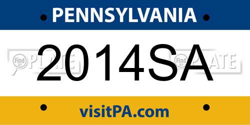 2014SA Pennsylvania License Plate