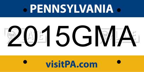2015GMA Pennsylvania License Plate