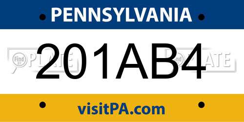 201AB4 Pennsylvania License Plate