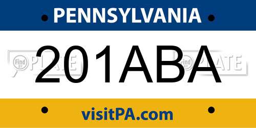 201ABA Pennsylvania License Plate