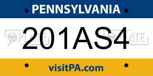 201AS4 Pennsylvania License Plate