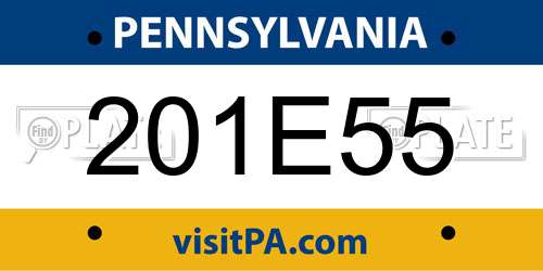 201E55 Pennsylvania License Plate